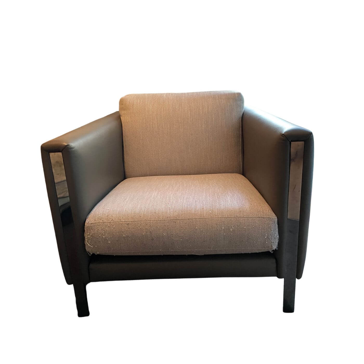 Erba Prezioso Armchair in grey leather and fabric