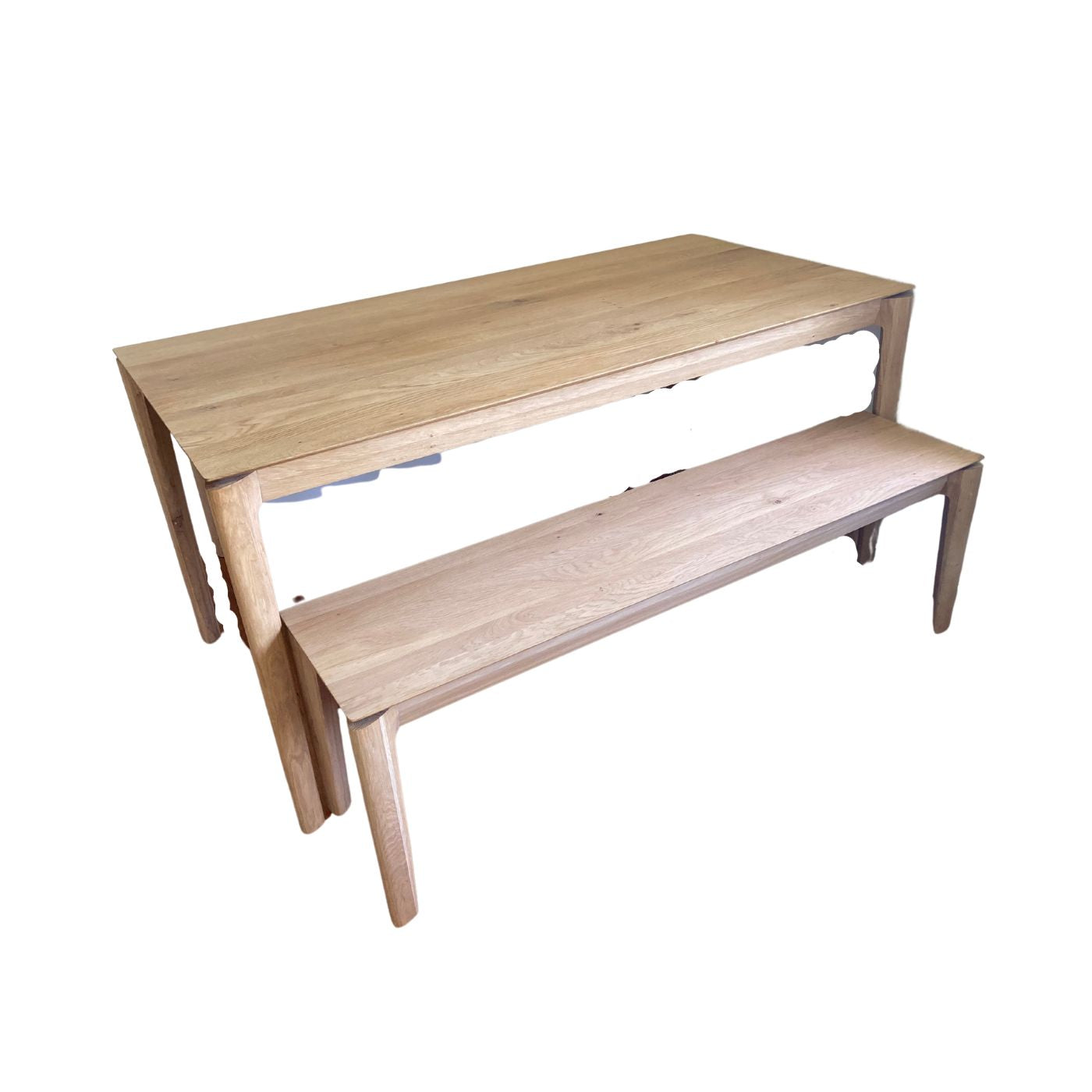 Ethnicraft Bok Oak Dining Table and benches