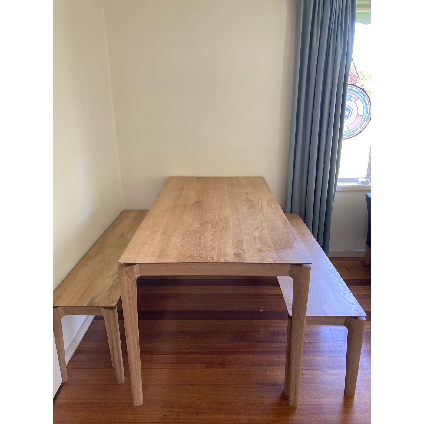 Ethnicraft Bok Oak Dining Table and benches