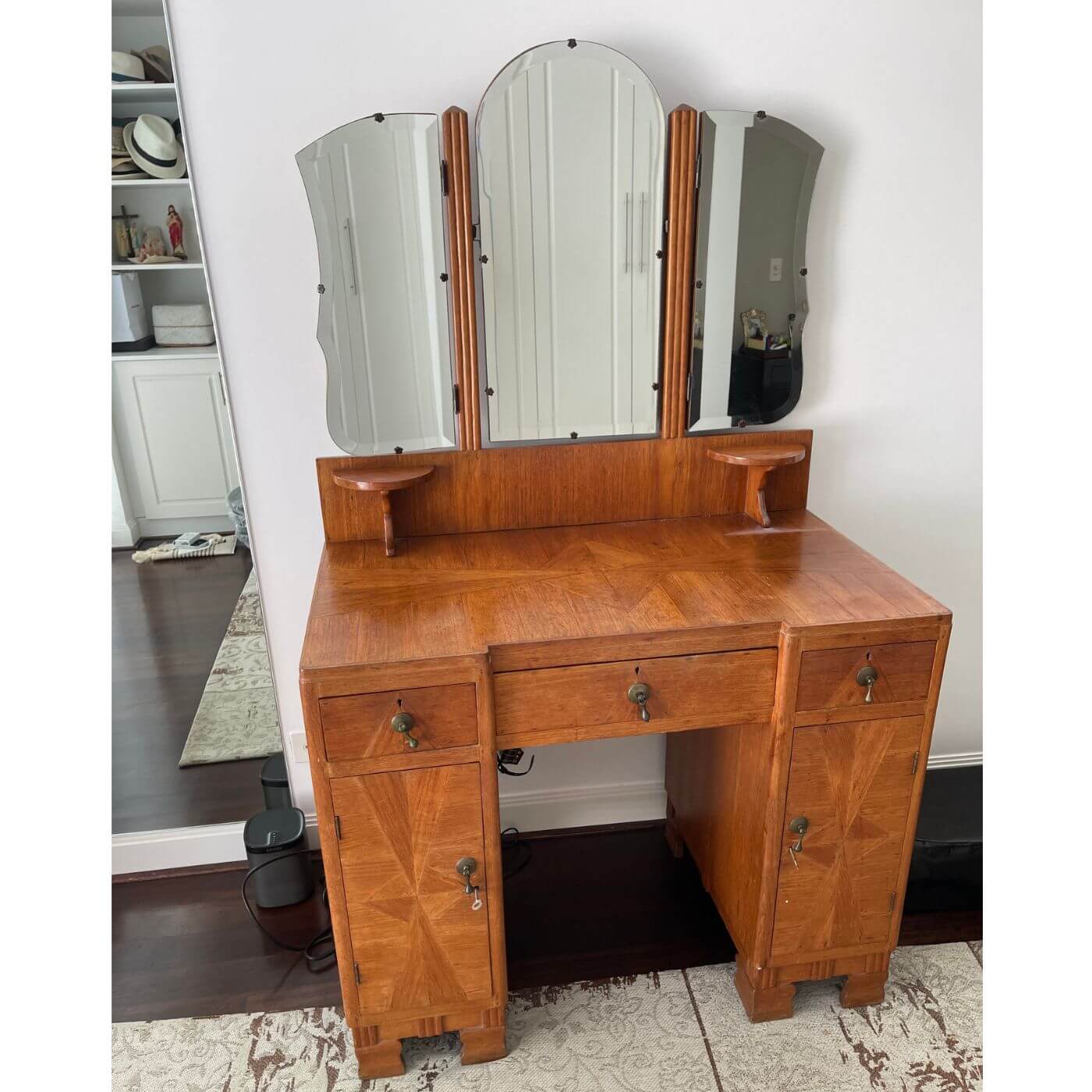 Antique Art Deco Teak Dressing Table