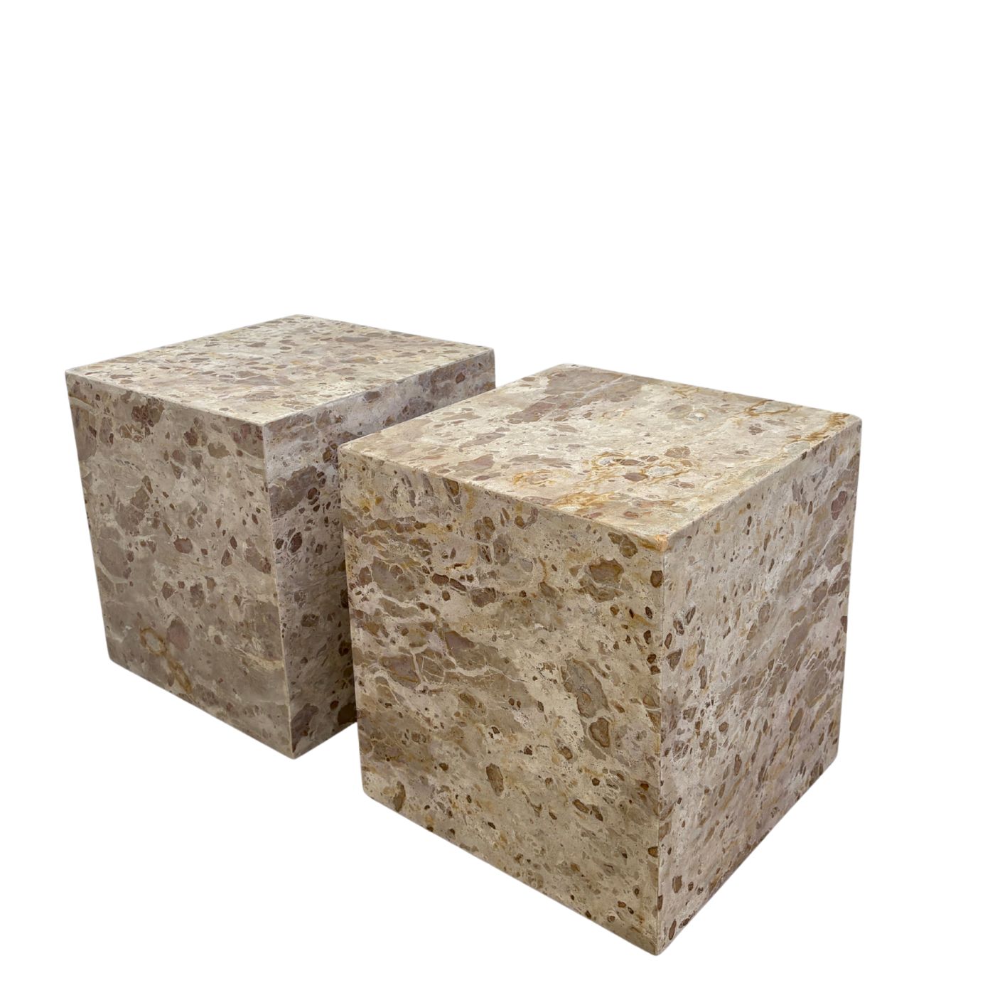 Globe West Marble Side Tables, pair