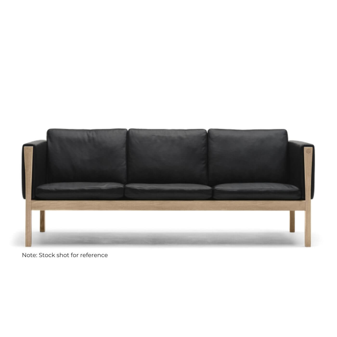 Two Design Lovers. Hans Wegner CH163 3 seater sofa in black leather