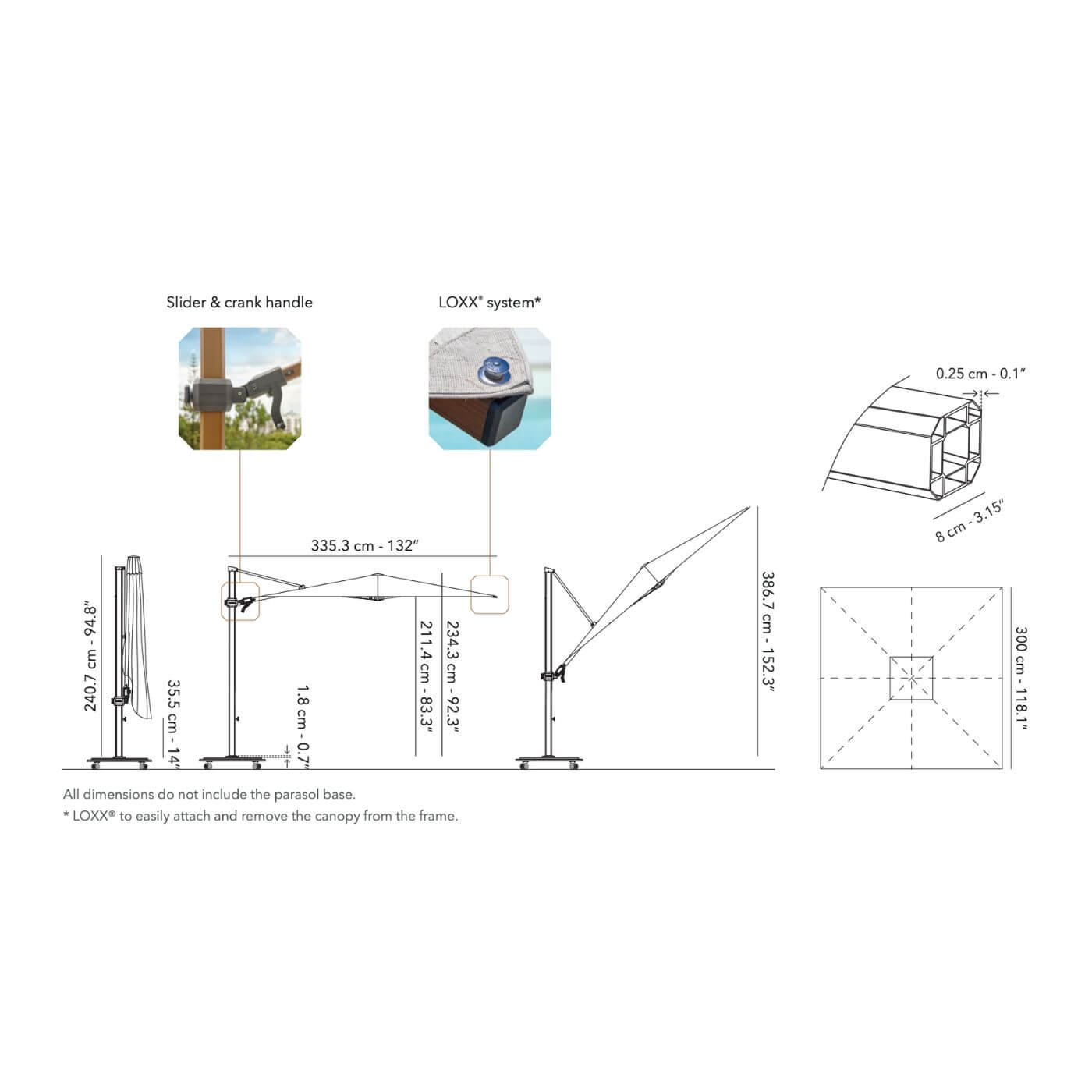 Jardinico Caractere Side Arm Umbrella