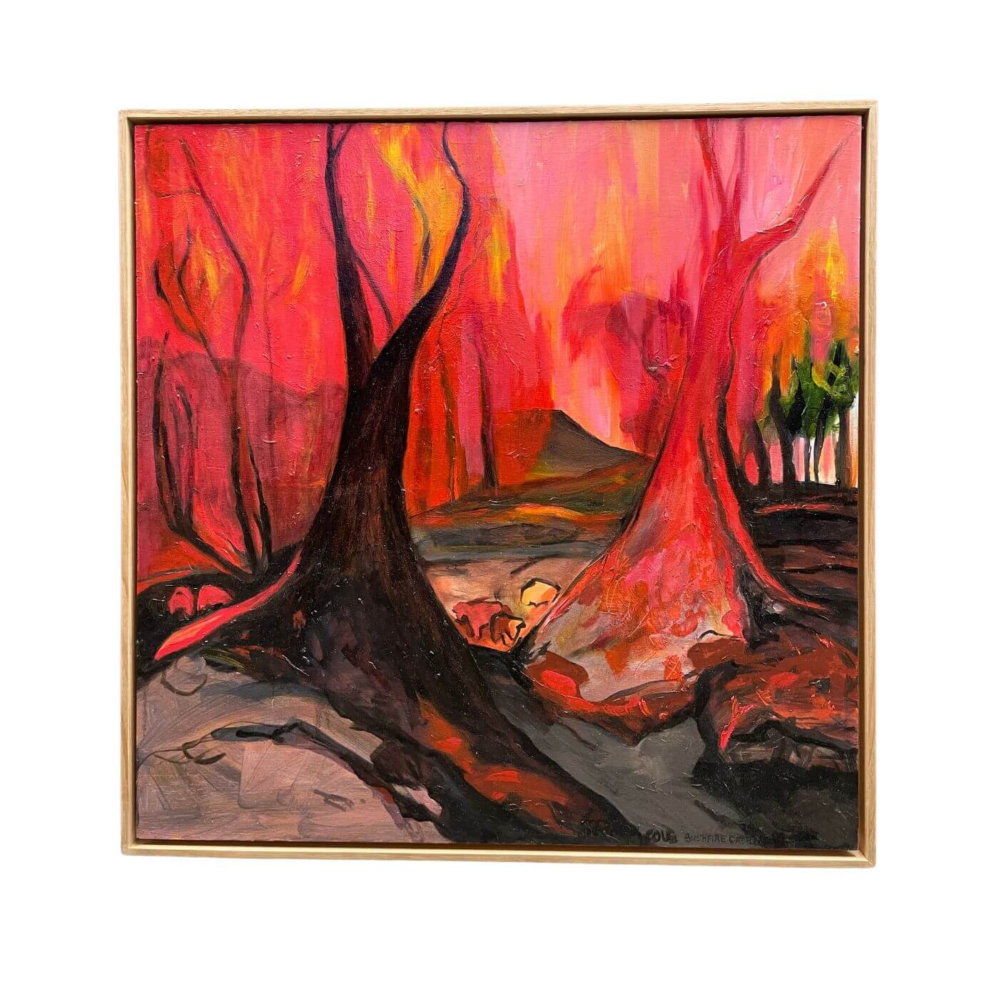 Joanna Cole, Bushfire Cattle, Oil