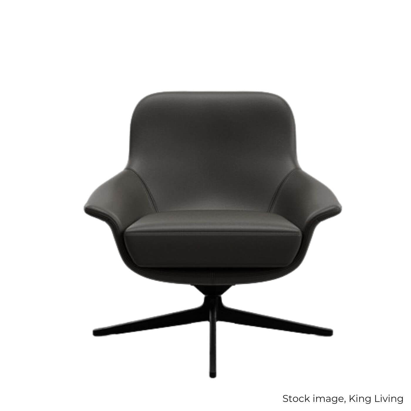 King Living Seymour black leather swivel chair