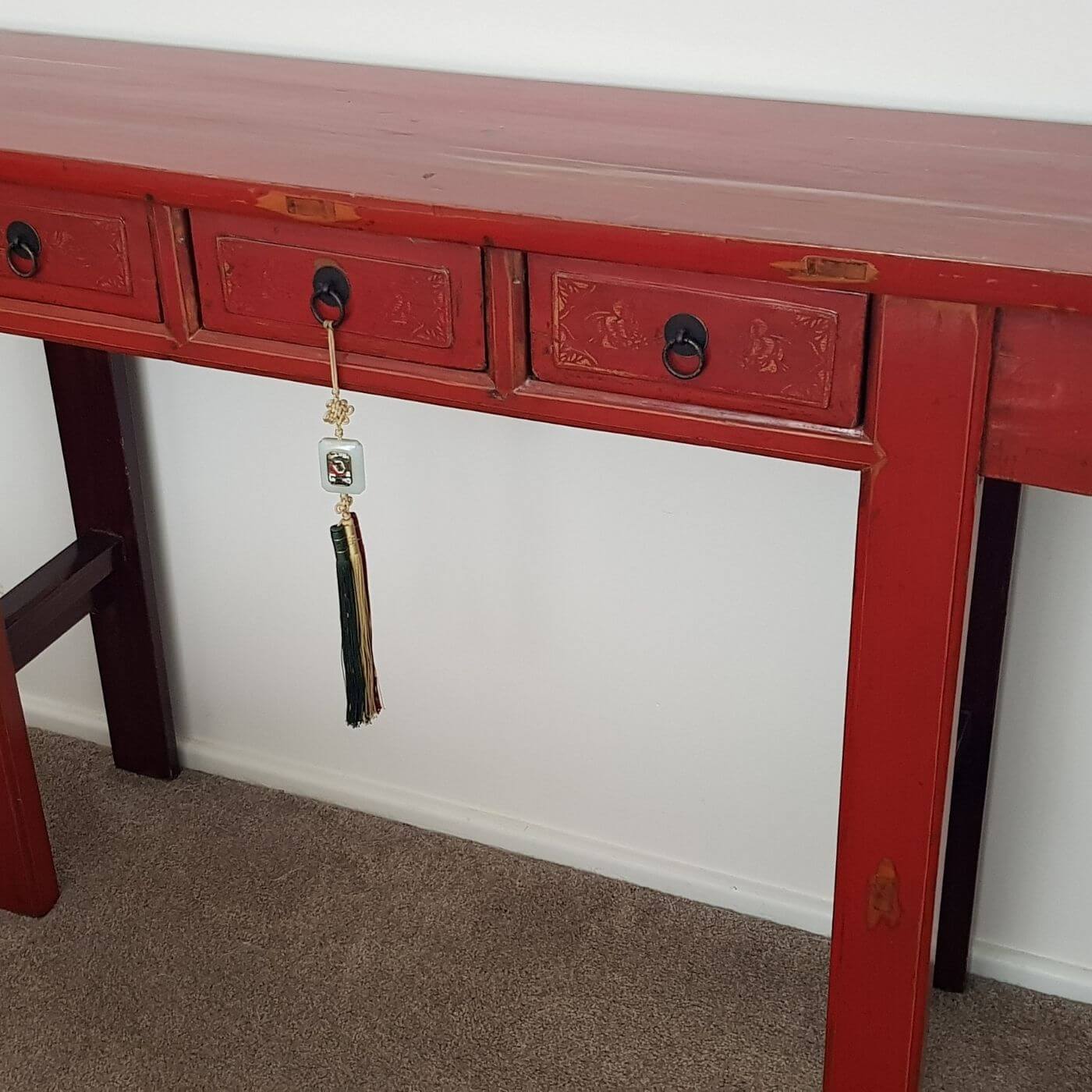 Red lacquered Asian prayer table