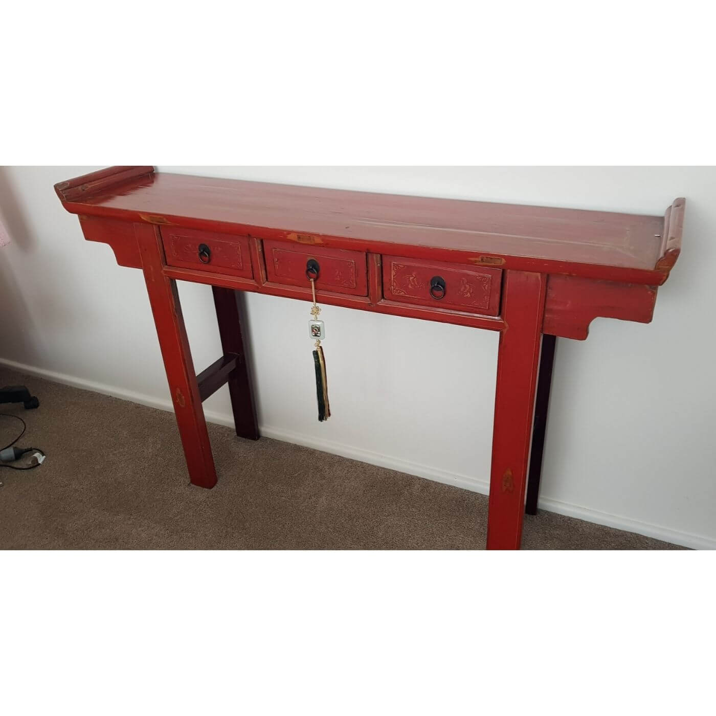 Red lacquered Asian prayer table