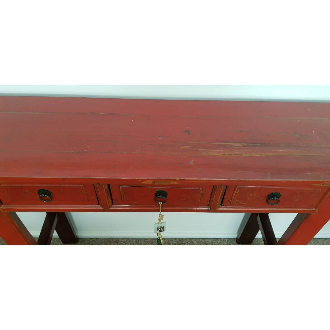 Red lacquered Asian prayer table