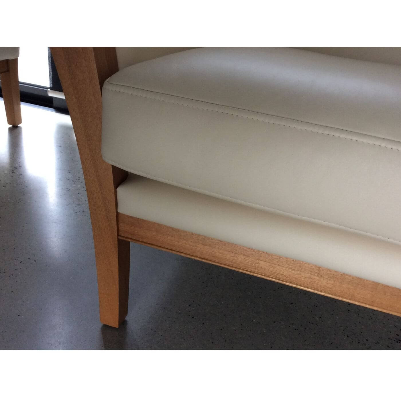 Handcrafted in Tasmania, leather 2 seater couches in art deco style