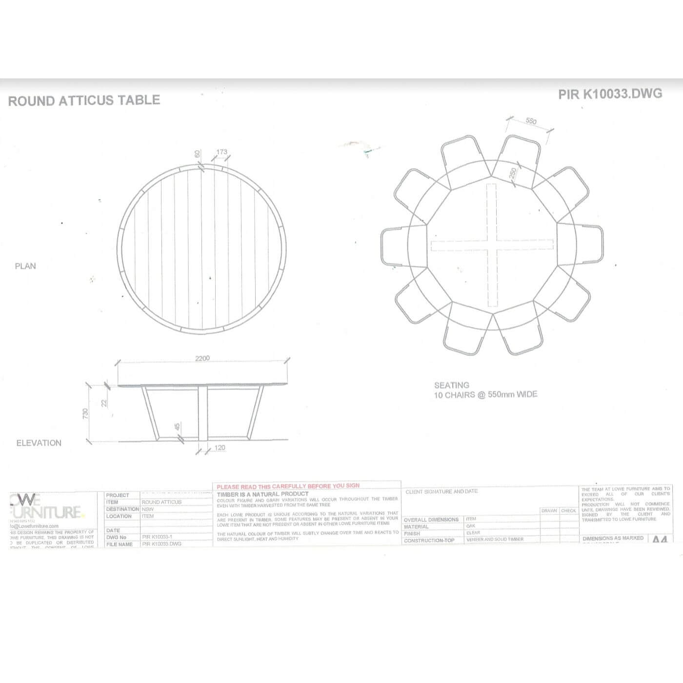 Lowe via Hub Furniture Atticus dining table, round