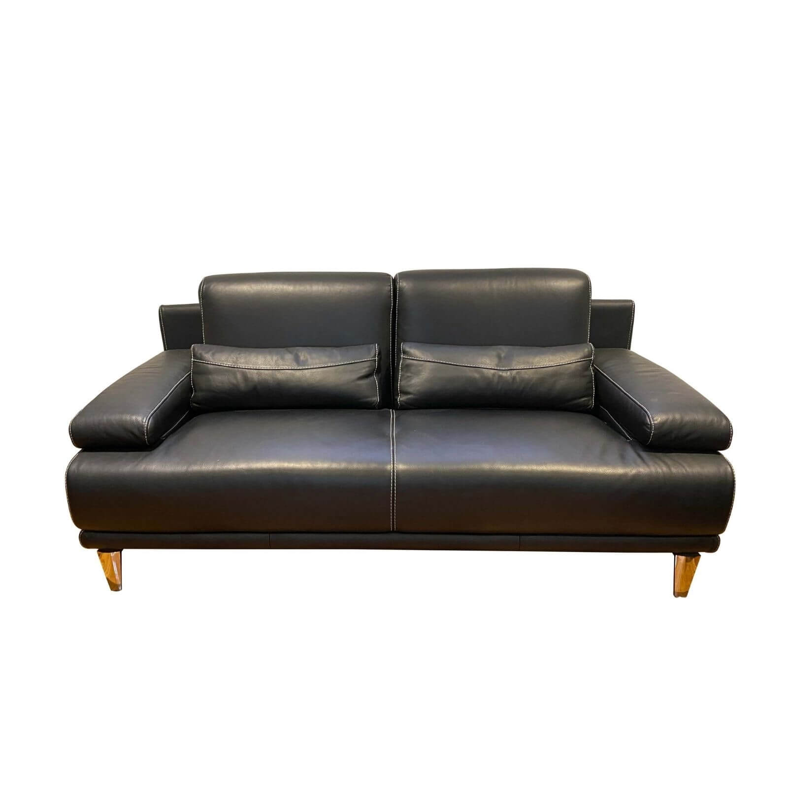 Piquattro black leather sofa 2 seater