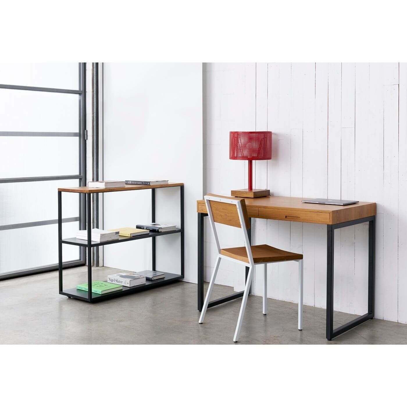 Reddie Furniture Suzy shelf unit black with wood top, on sale on Two Design Lovers