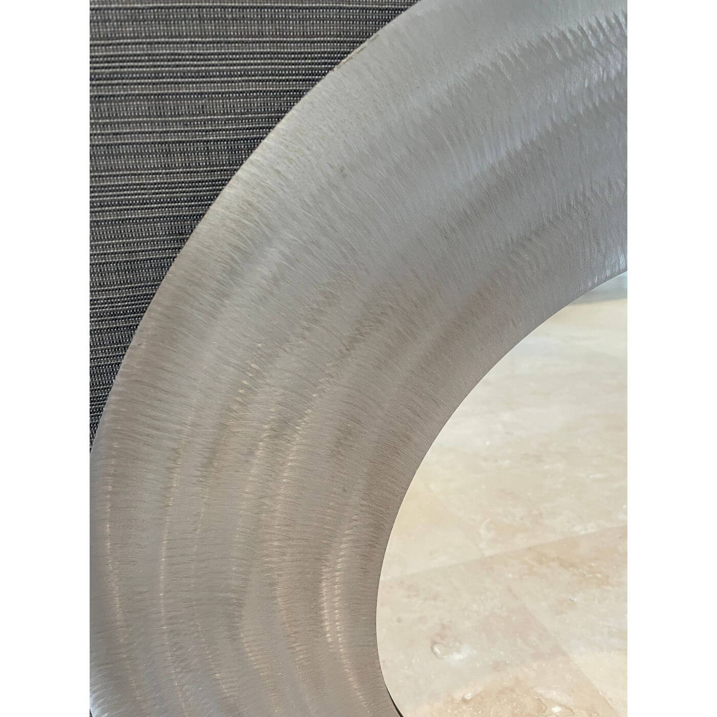 Round brushed metal mirror