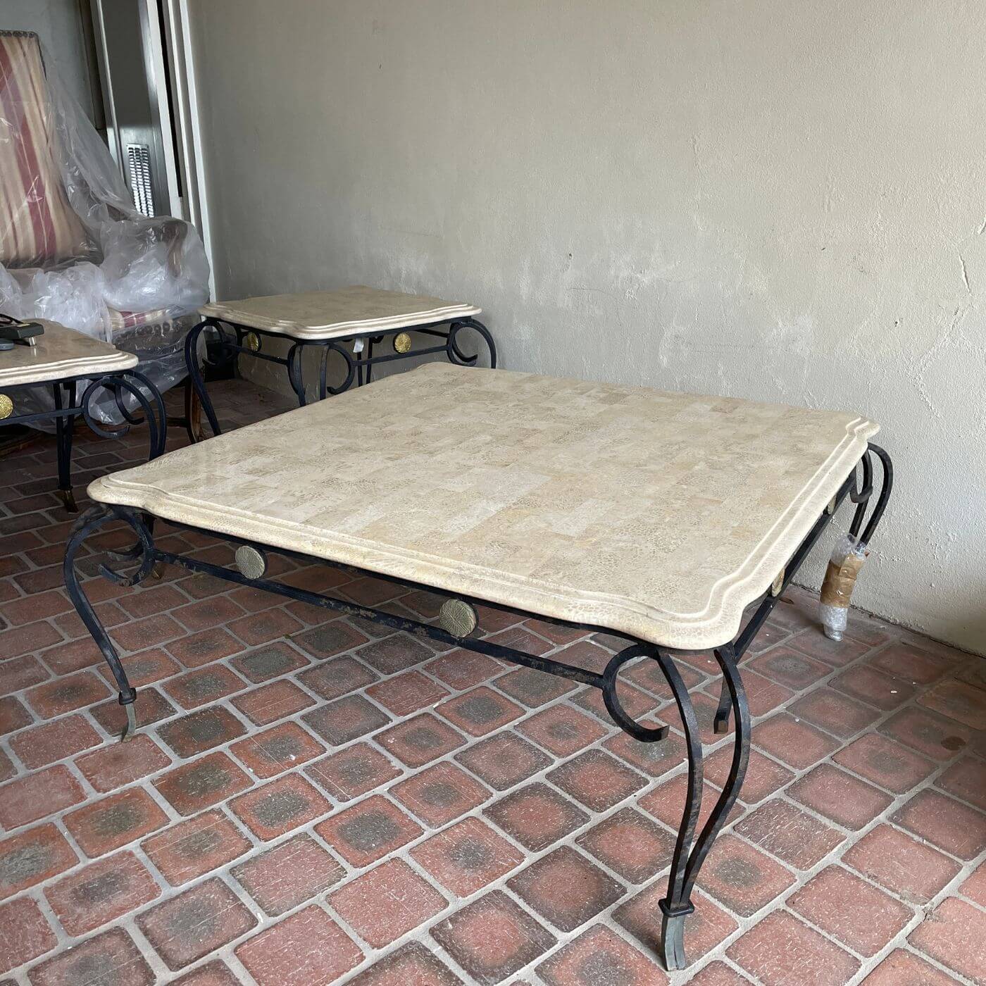 Stone and iron coffee table