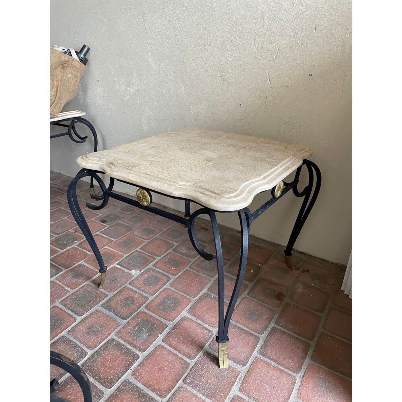 Stone and iron side tables