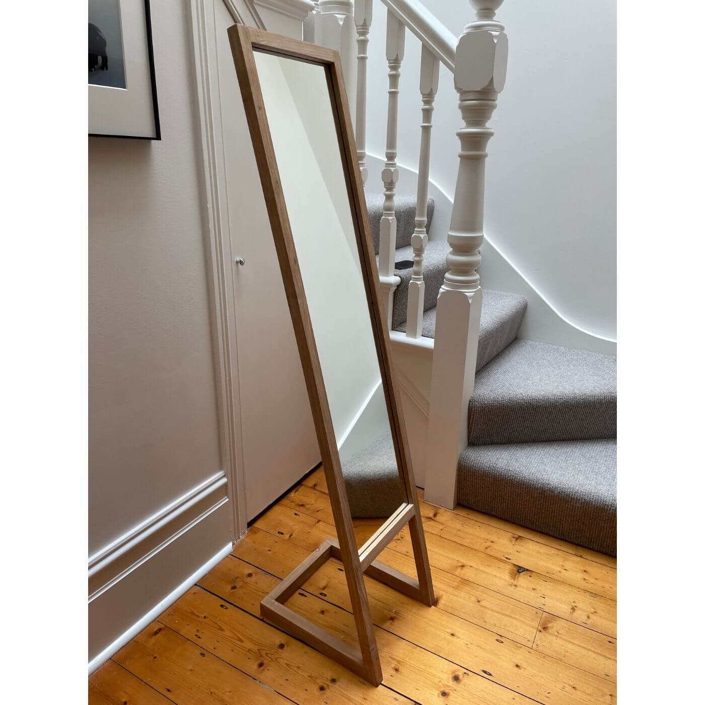 Floor mirror with timber frame