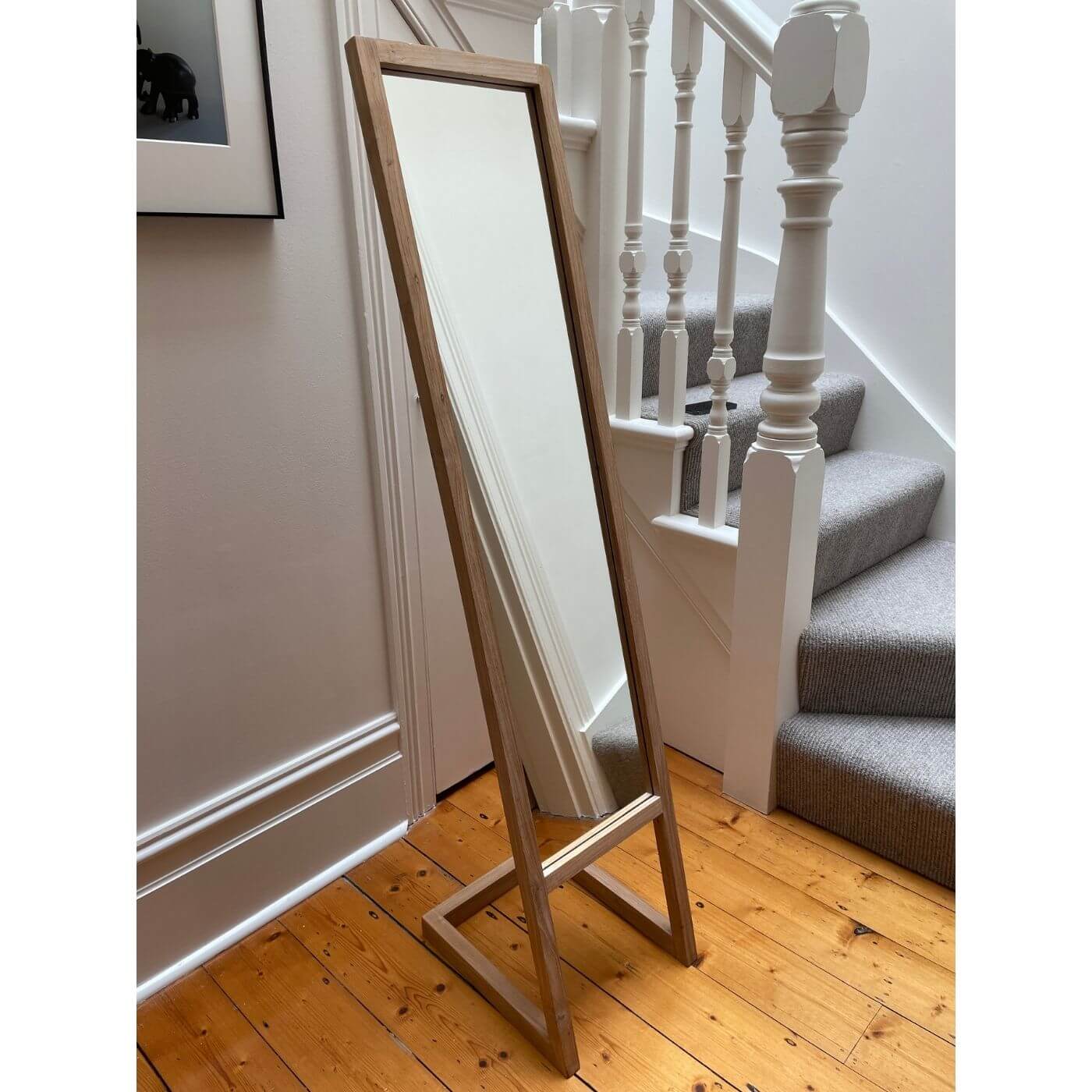 Floor mirror with timber frame