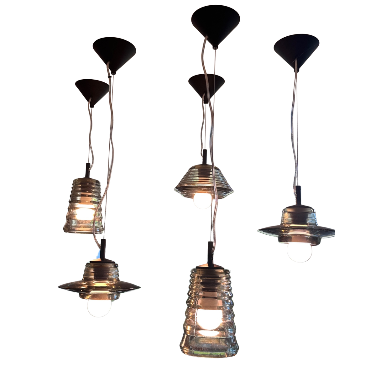 Tom Dixon Pressed Glass Pendant Lights, set of 5