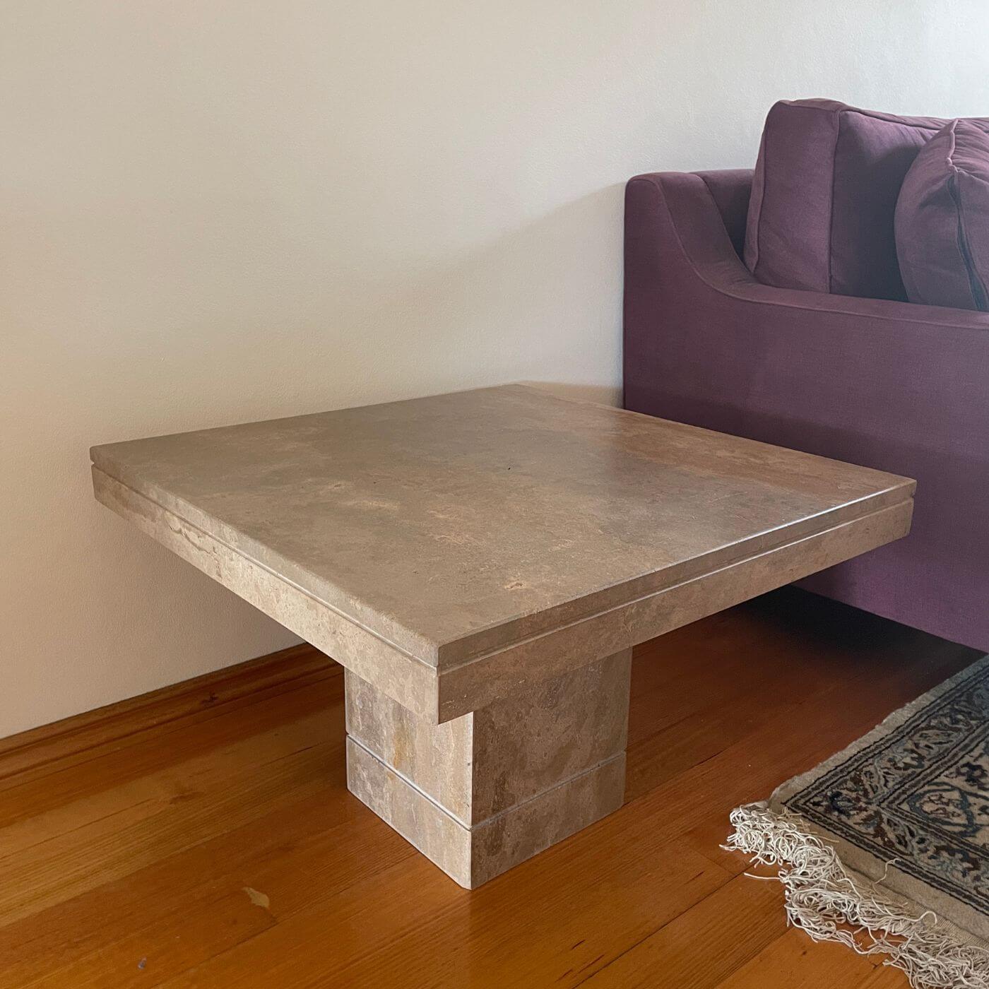 Italian Travertine Side Tables, pair