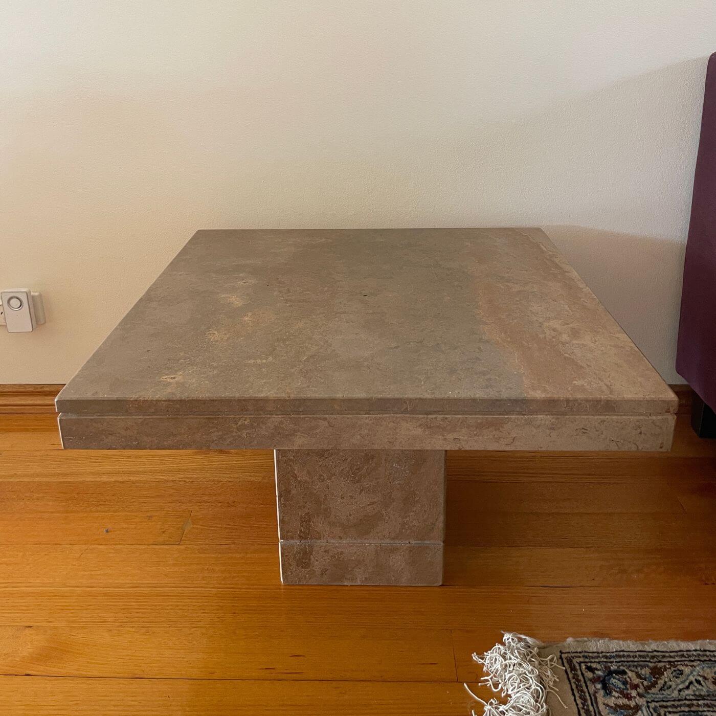 Italian Travertine Side Tables, pair