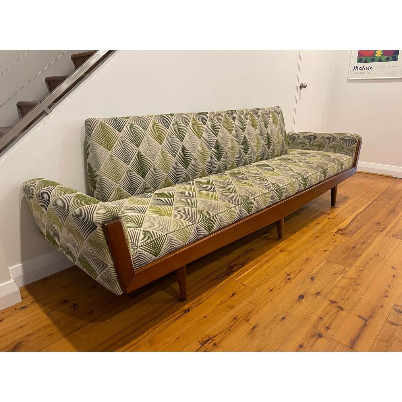 Vintage sofa, new style upholstery, gondola, Paul Kafka