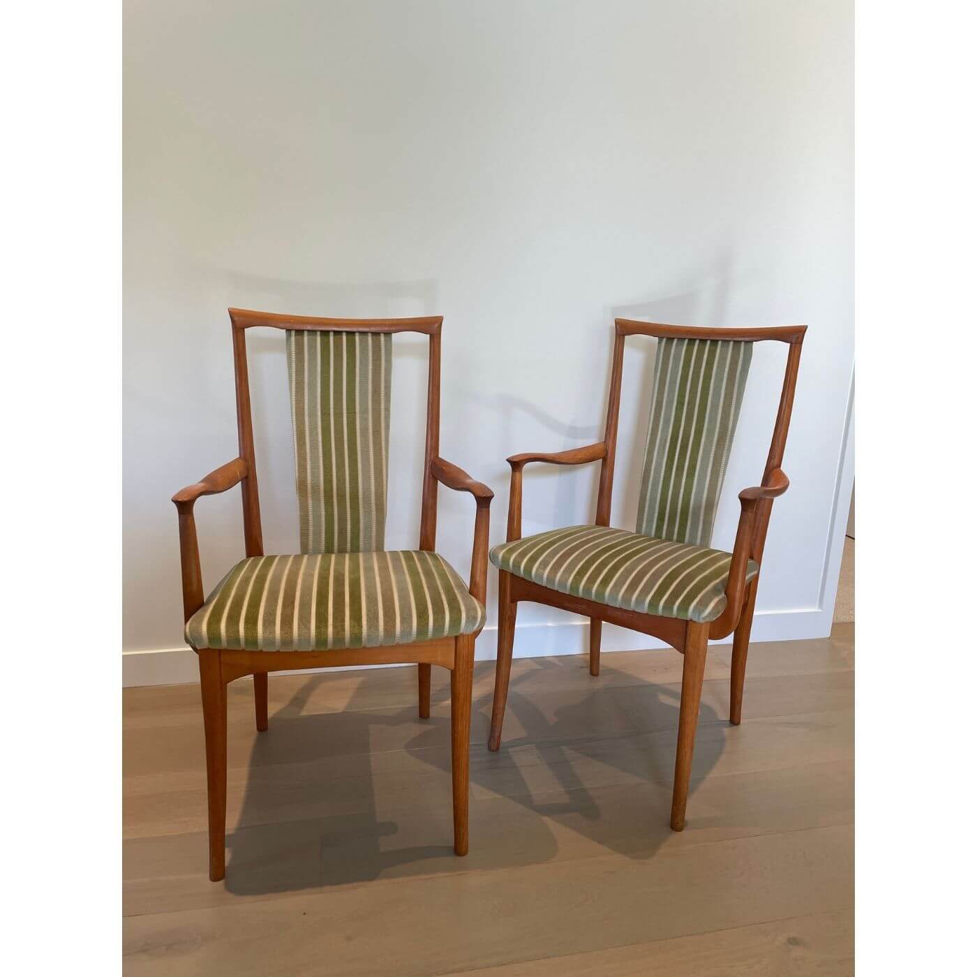 Vintage Teak Carver Dining Chairs, pair, c1960s