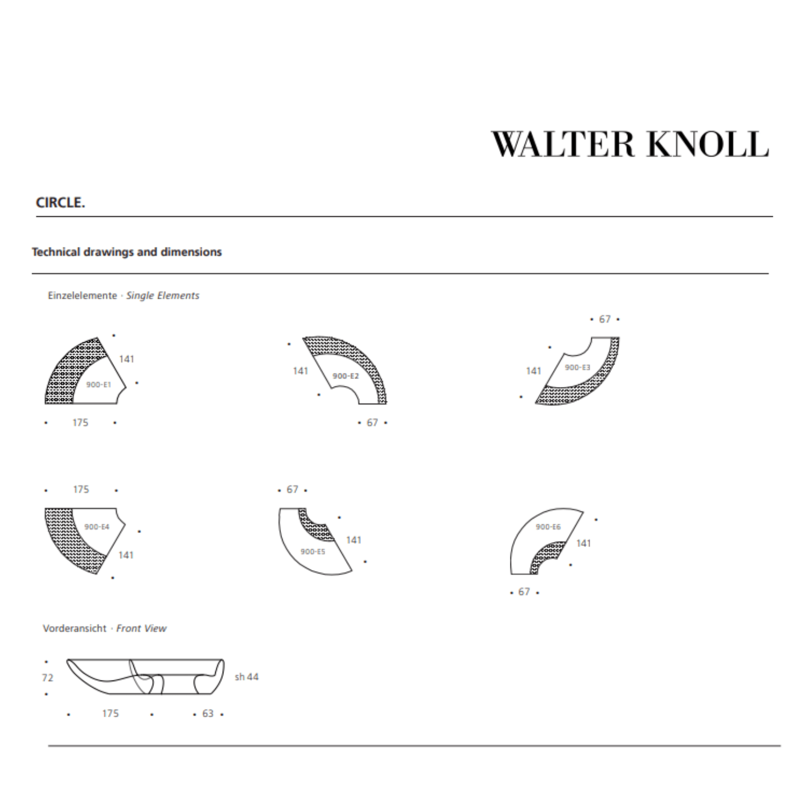 Walter Knoll Circle Sofa via Living Edge drawings