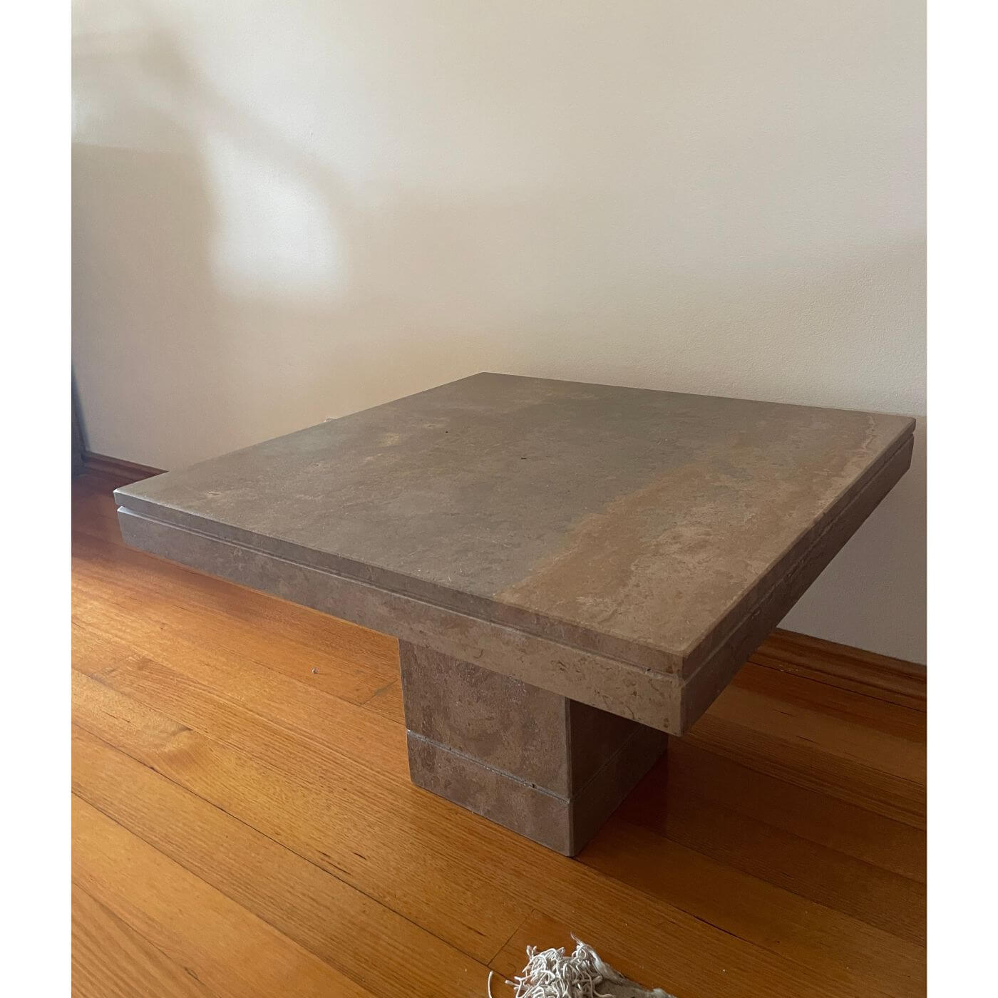 Italian Travertine Side Tables, pair