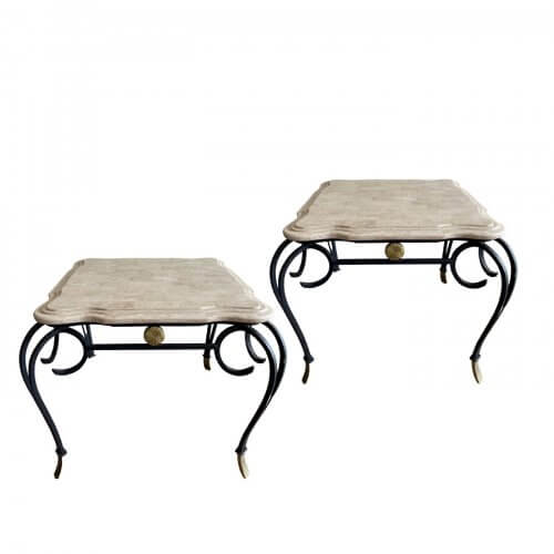 Stone and iron side tables